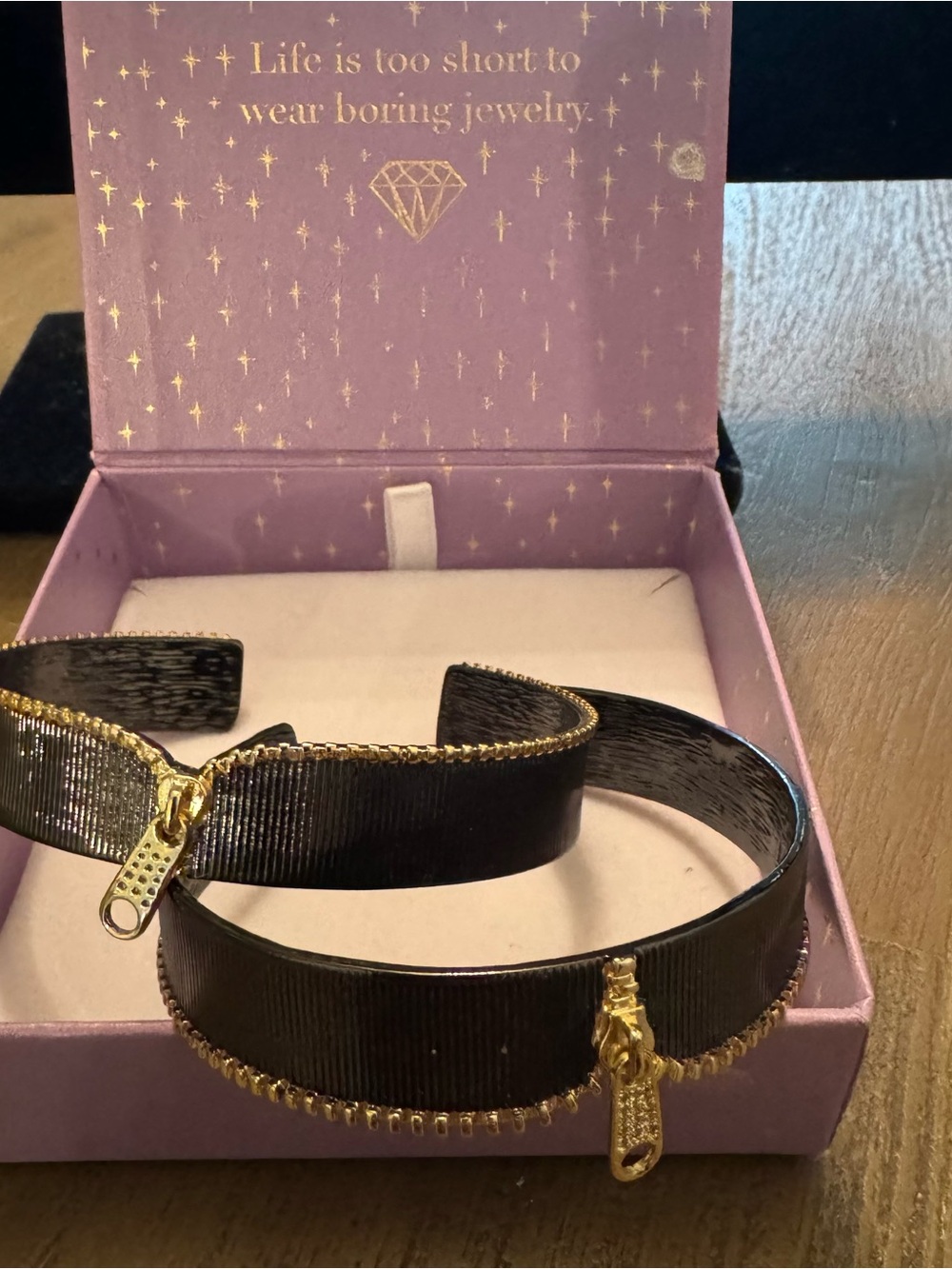 Black Zipper Accent Choker Bracelet  - Women Accessories